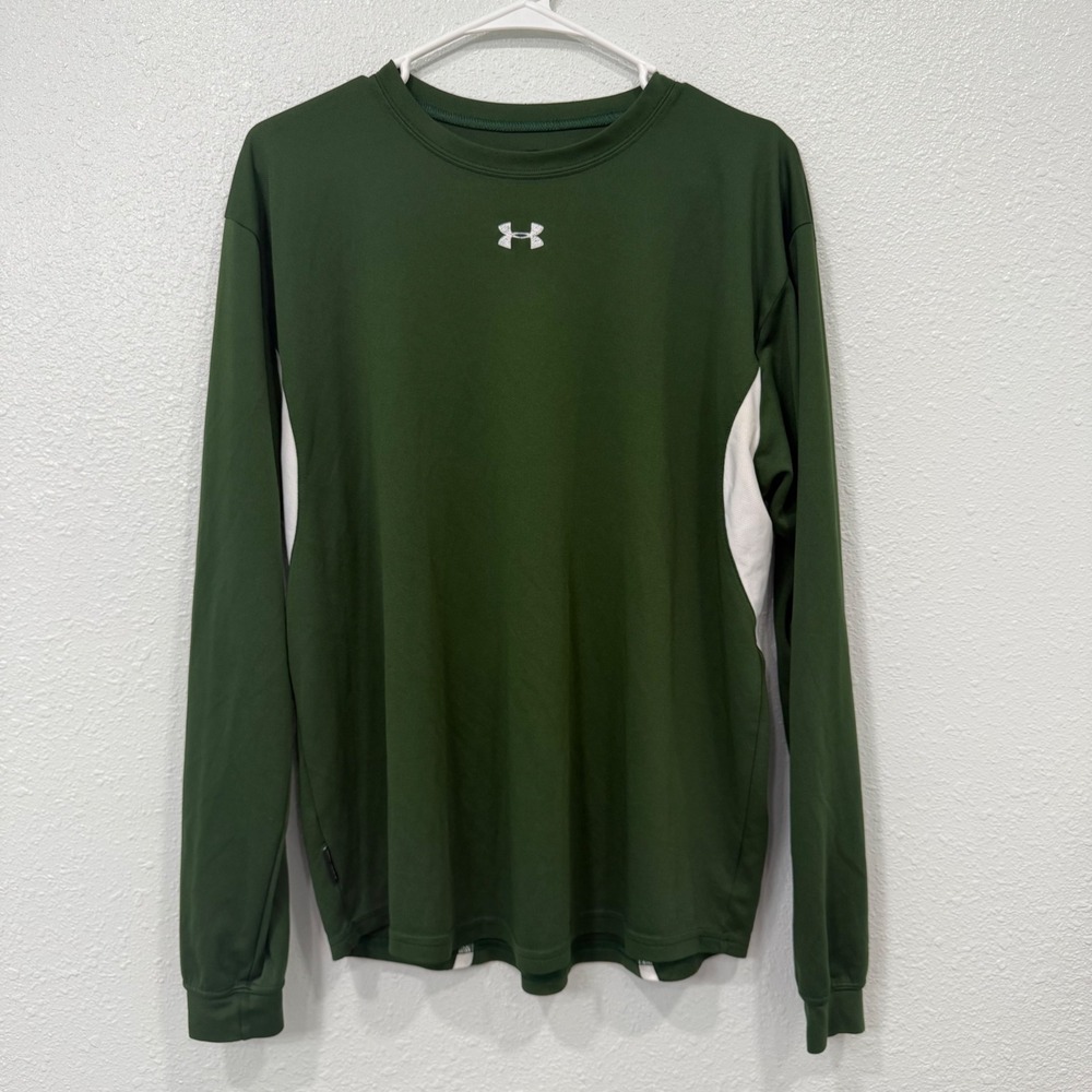 Under Armour Mens Forest Green HeatGear Long Sleeve Athletic Training Shirt MD‎